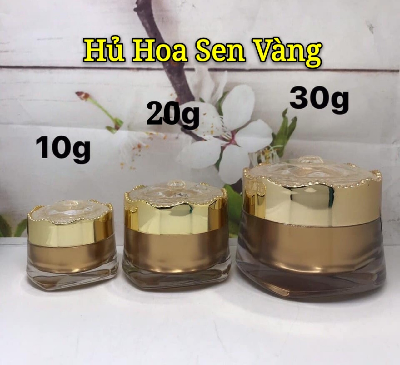 HỦ ĐỰNG KEM HOA SEN VÀNG